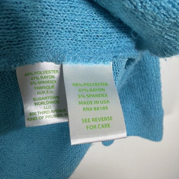 Lilly Pulitzer Long Sleeve Open Front Aqua Blue Cardigan Beachy Coastal Small - Picture 4 of 7